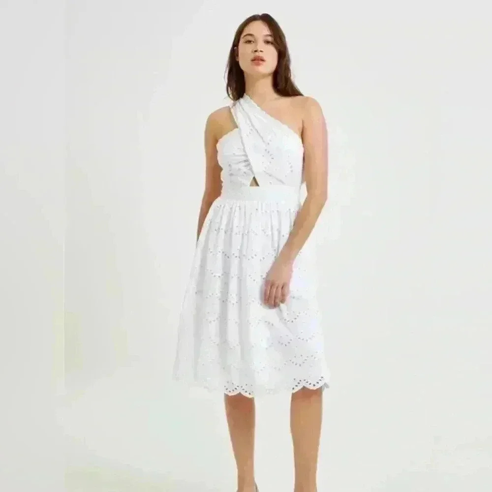 French Connection White Appelona Anglaise dress